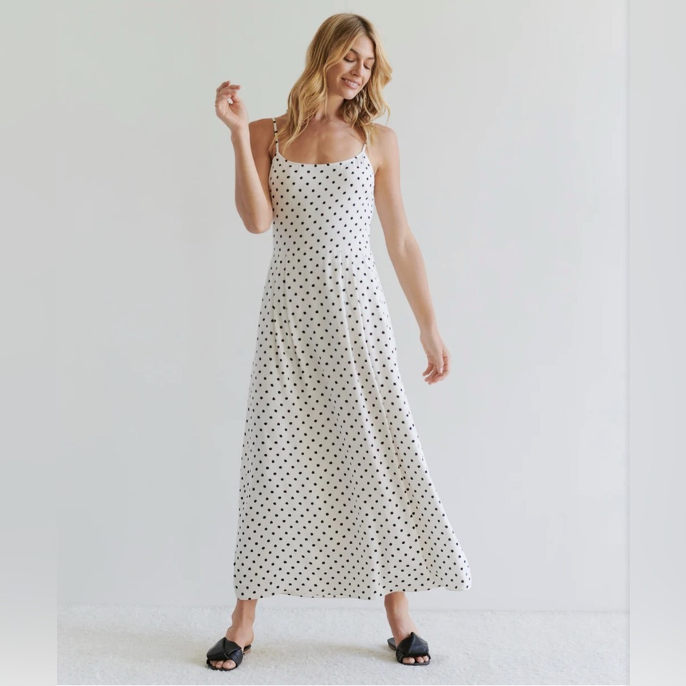 Jenni Kayne Black & White Polka Dot Rove Ankle Dress XS